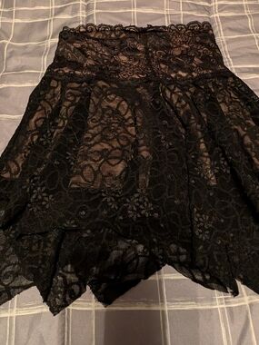 Forever 21 Black Lace Circle Skirt with Scalloped Waist